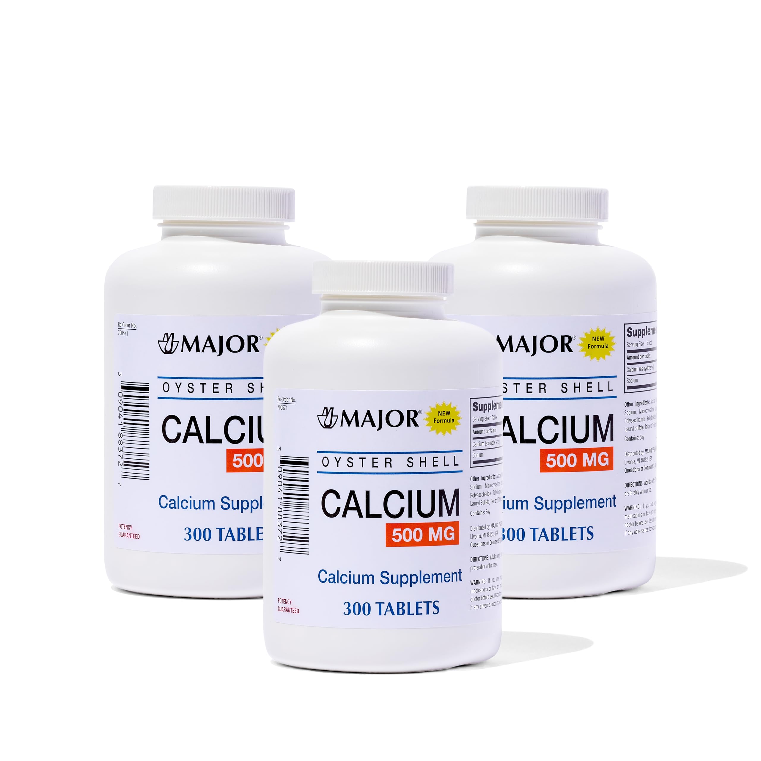 Major Oyster Shell Calcium bottle with 500 mg tablets for daily calcium