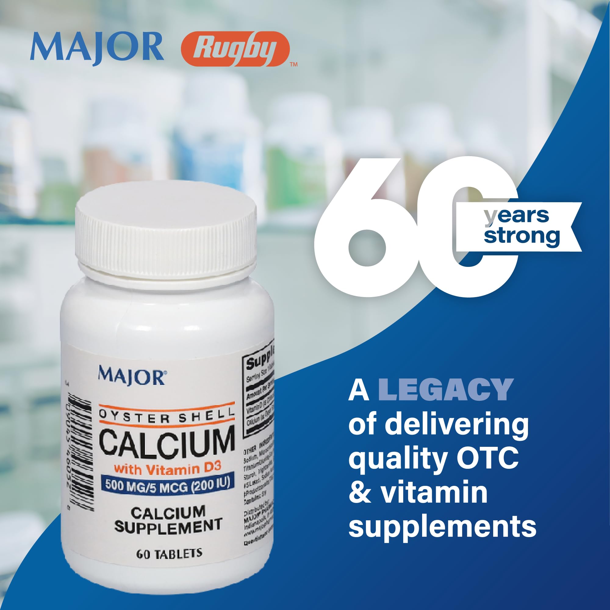 Major Oyster Shell Calcium tablets close-up for easy daily supplementation.