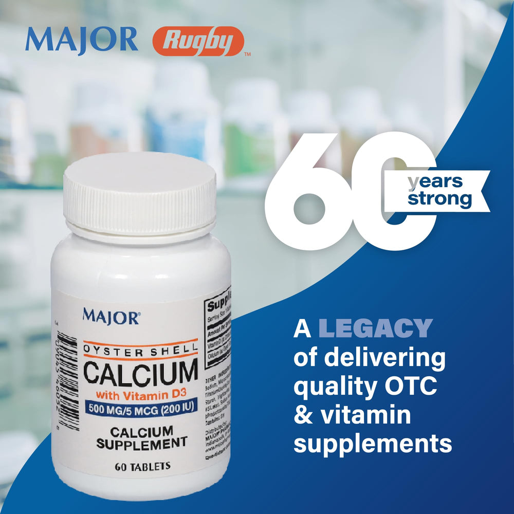 Major Oyster Shell Calcium tablets close-up for easy daily supplementation.