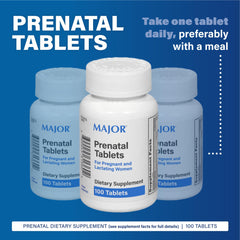 MAJOR Prenatal Tablets label highlights vitamins for expectant care