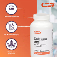 MAJOR Rugby Calcium Tablets label details calcium and vitamin D3