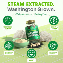 Maju Superfoods Lions Mane mushrooms steam extract highlights potency and bioavailability.