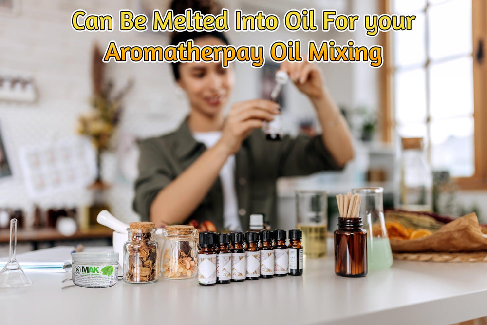 Aromatherapy setup with Mak Menthol Crystals near candles.