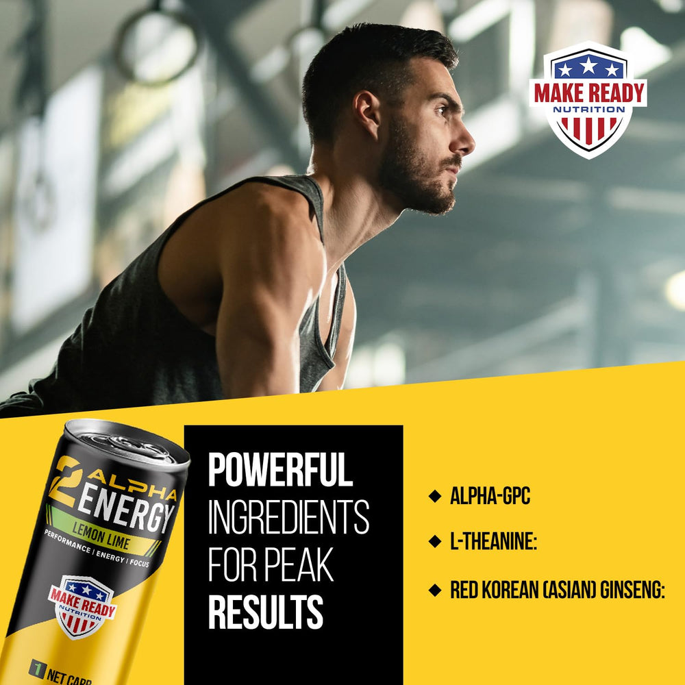 Make Ready Nutrition 2Alpha Energy Lemon Lime use scene shows a refreshing, ready-to-drink energy boost
