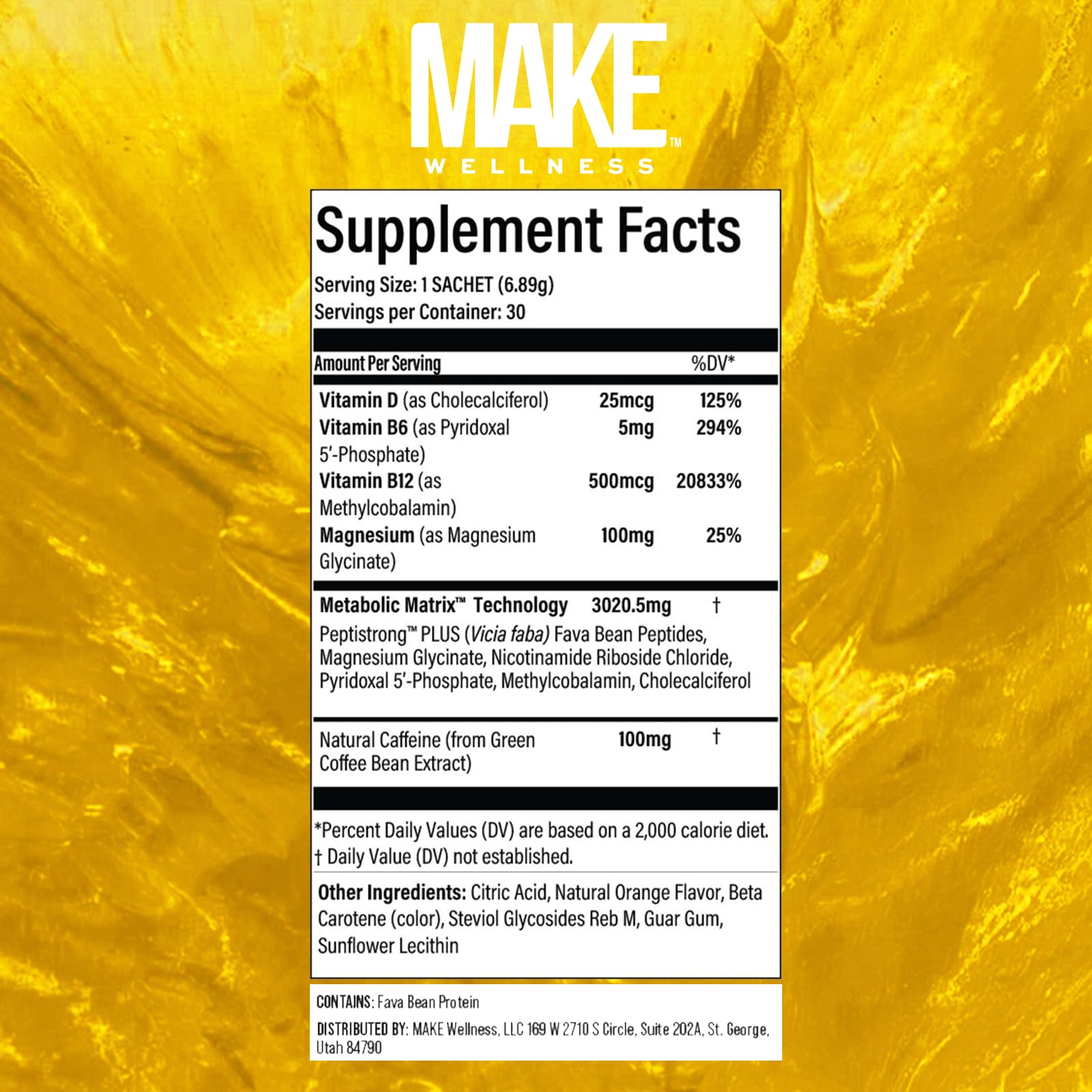 Close-up of Make Wellness FIT Peptides label highlighting gluten-free and dairy-free formula