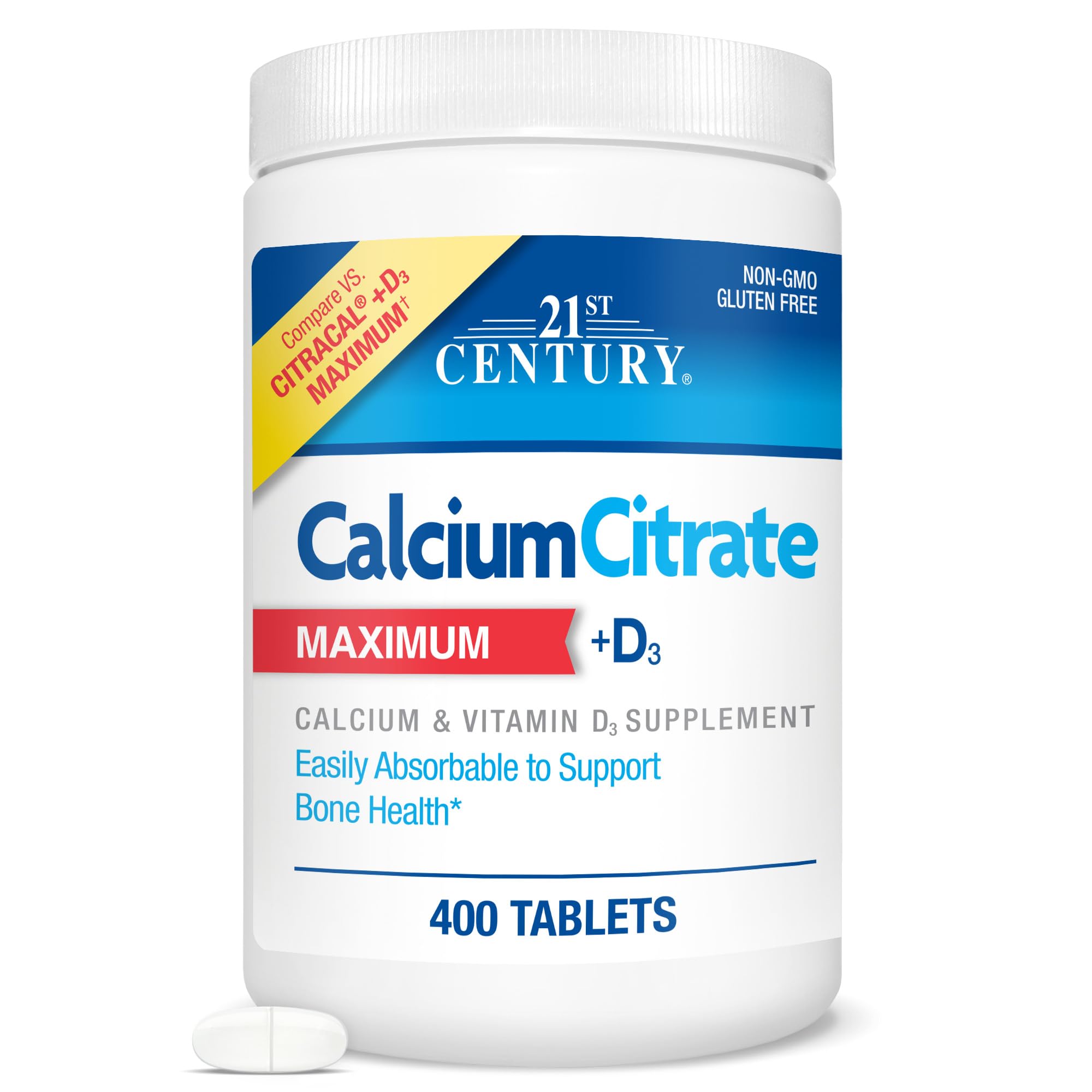 MAKJUNS calcium citrate plus D3 bottle displays 400-count supply for daily bone support