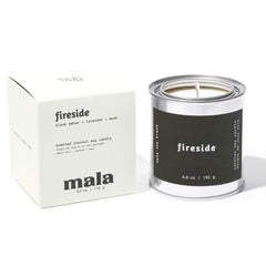Mala Fireside candle with black amber, musk and lavender creates a cozy night atmosphere.