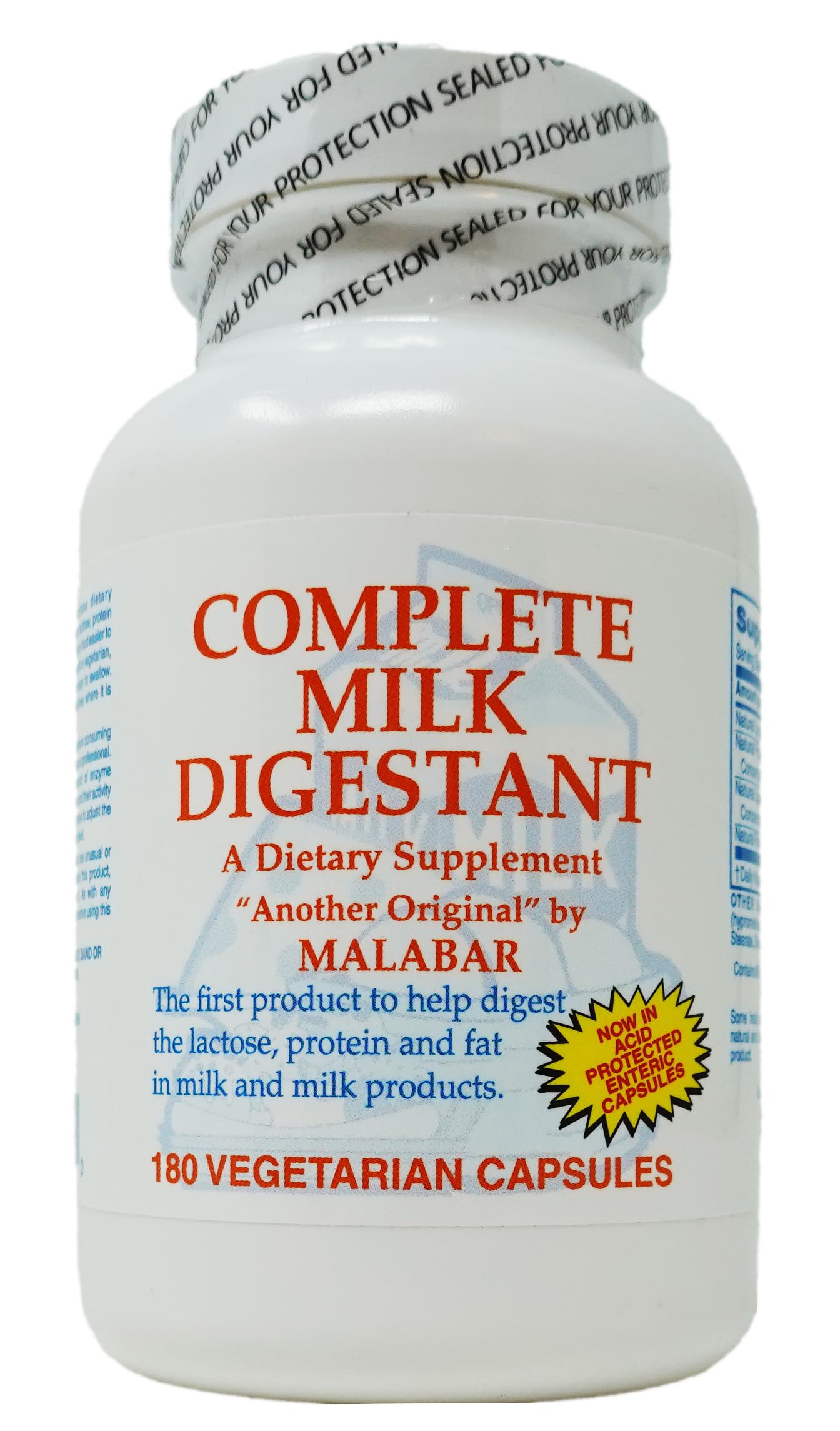Malabar Complete Milk Digestant bottle with 180 tablets for dairy digestion support