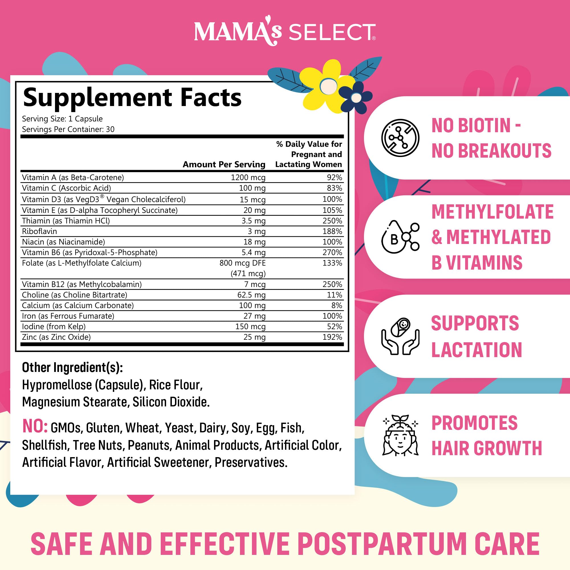 Mama's Select capsules close-up showing easy-to-swallow vegan capsules