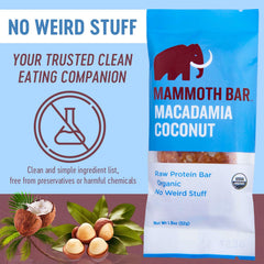 Mammoth Bar Organic certification and clean ingredients.