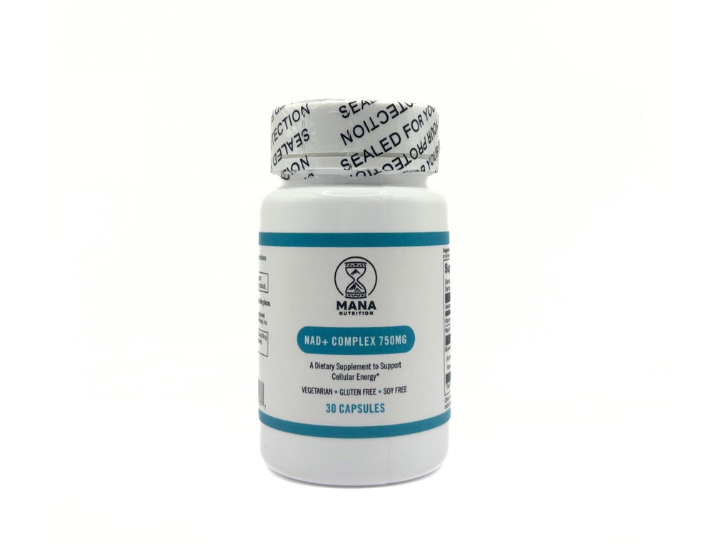 Mana NAD+ Complex daily-use scene with a capsule ready to take.