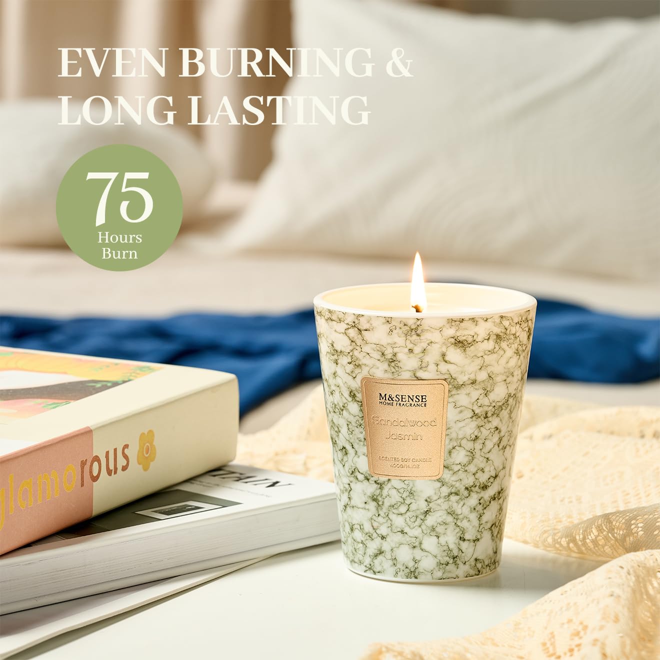 M&SENSE lead-free cotton wick ensures a steady flame and even scent release.