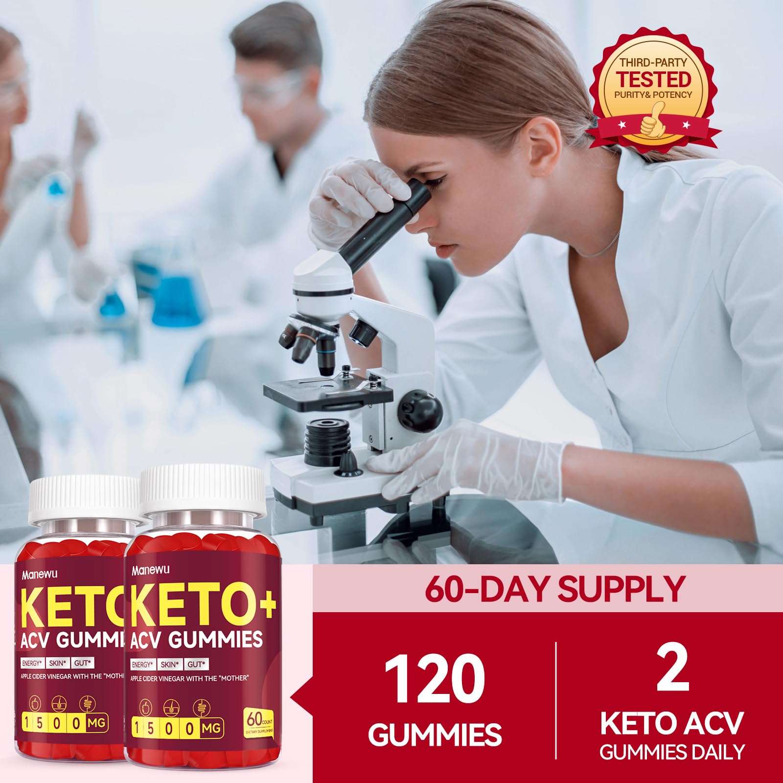 USA-made seal on Manewu Keto ACV Gummies package signaling trusted quality.