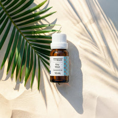 Manhattan Beach Key West diffuser bottle close-up label indicating IFRA-compliant oil