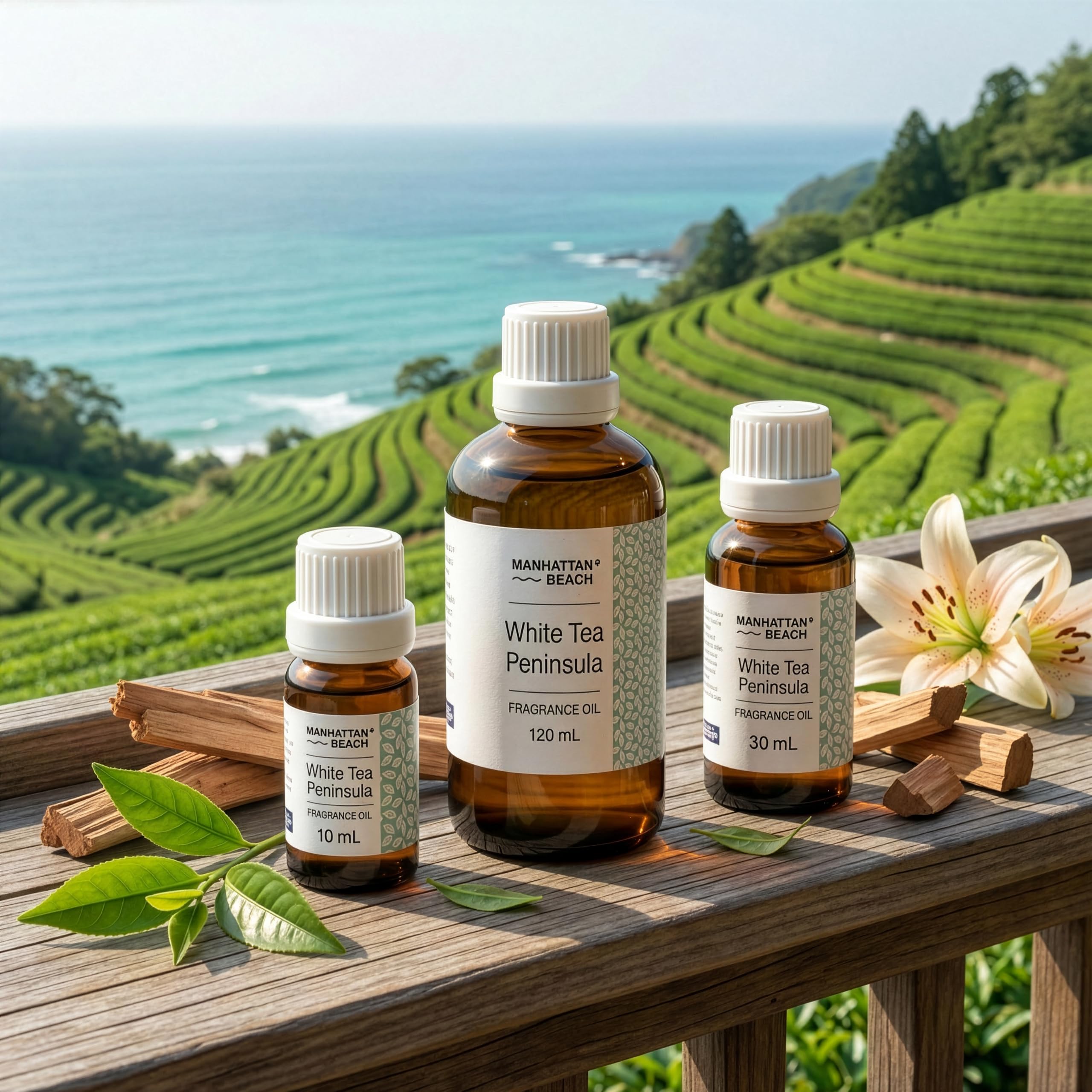 Manhattan Beach White Tea Peninsula diffuser setup creates hotel-like ambiance in any room.