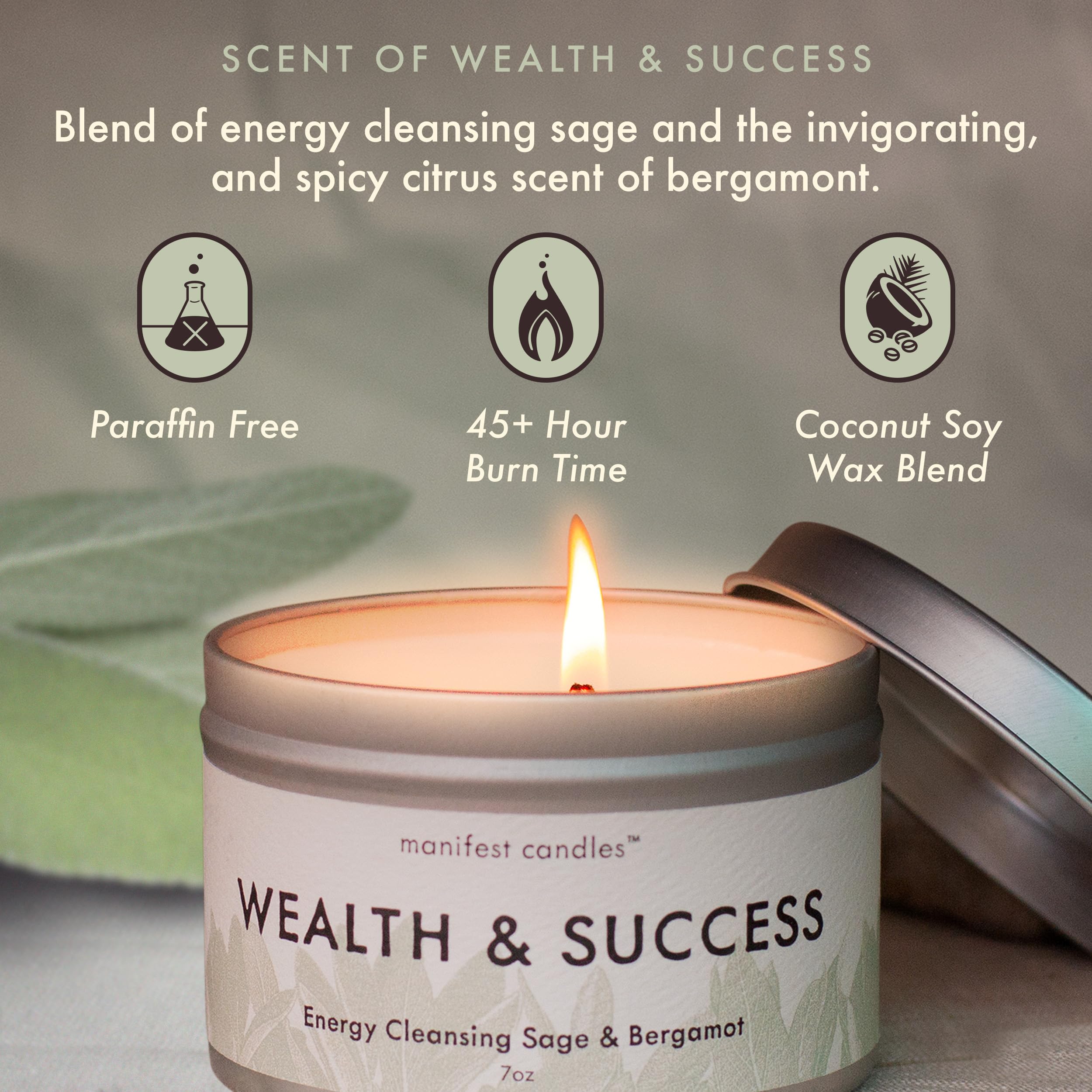 Long-lasting coconut soy wax ensures a clean burn for rituals.
