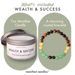 Manifest Candles Wealth Bracelet featuring Tiger's Eye enhances confidence and energy.