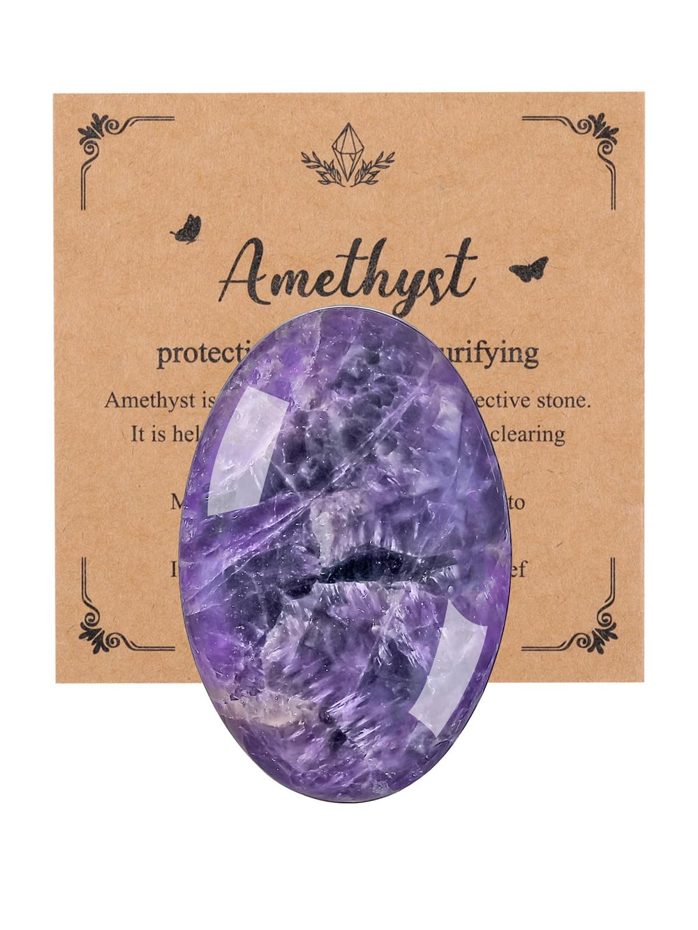 MANIFO amethyst worry stone oval large for calming rituals and focus.