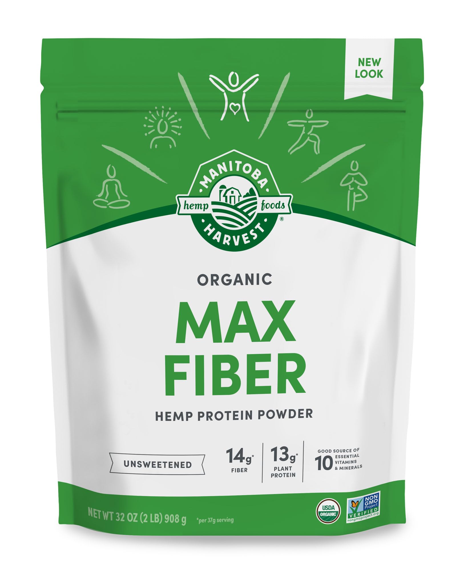 Manitoba Harvest Hemp Pro Fiber powder in a bag ready for smoothies and baking