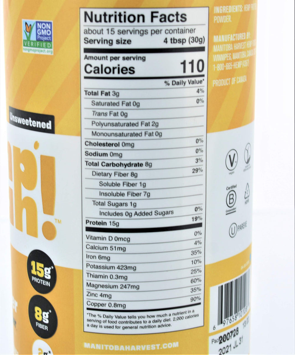 Manitoba Harvest hemp protein powder scoop, convenient serving for quick smoothies.