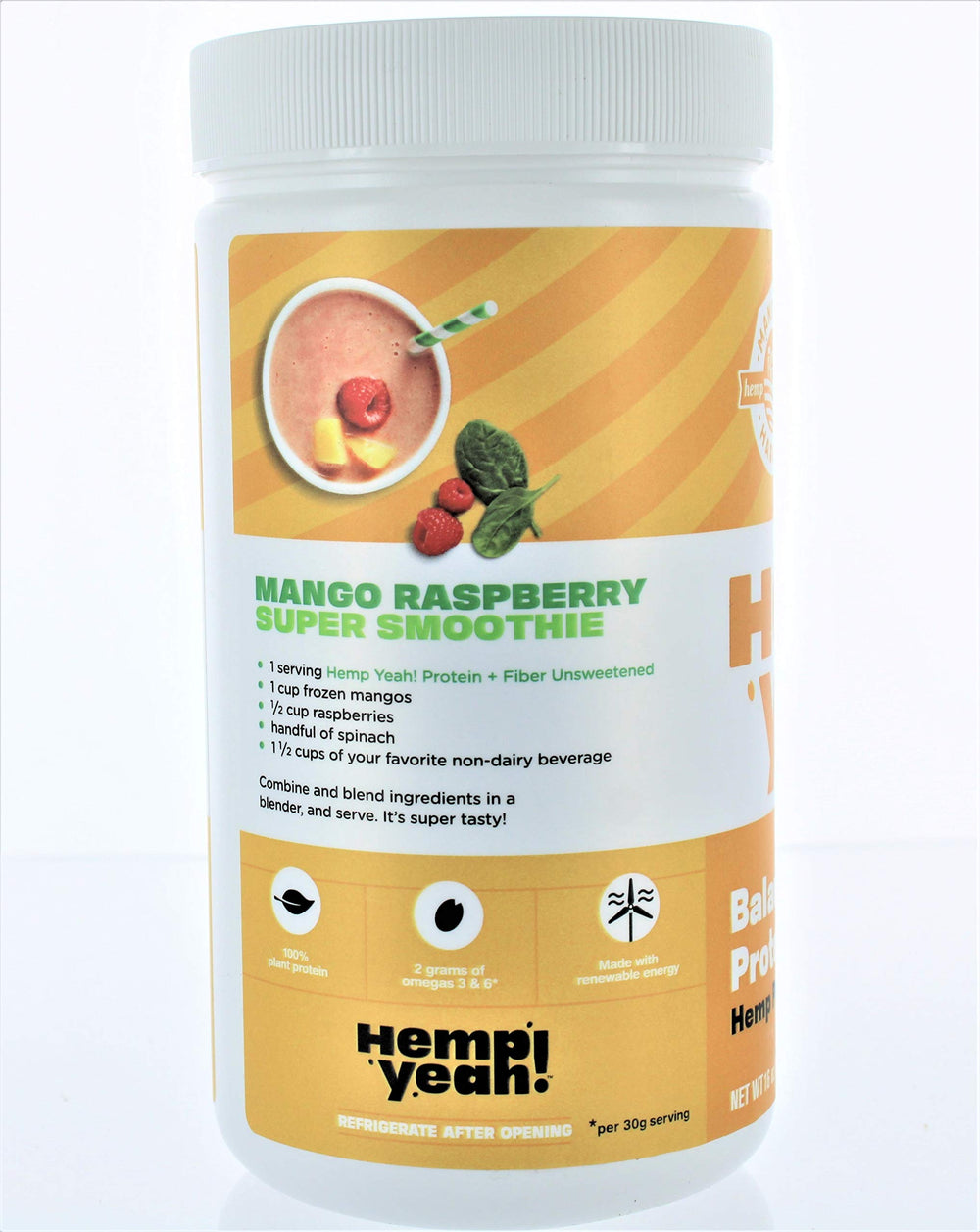 Manitoba Harvest hemp protein powder serving size chart, helps track intake.