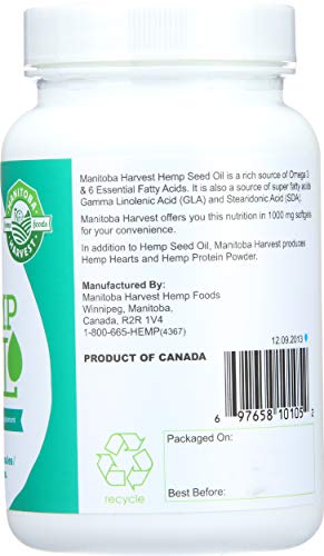 Manitoba Harvest hemp seed oil capsules packaging on display signals a ready-to-use wellness routine.