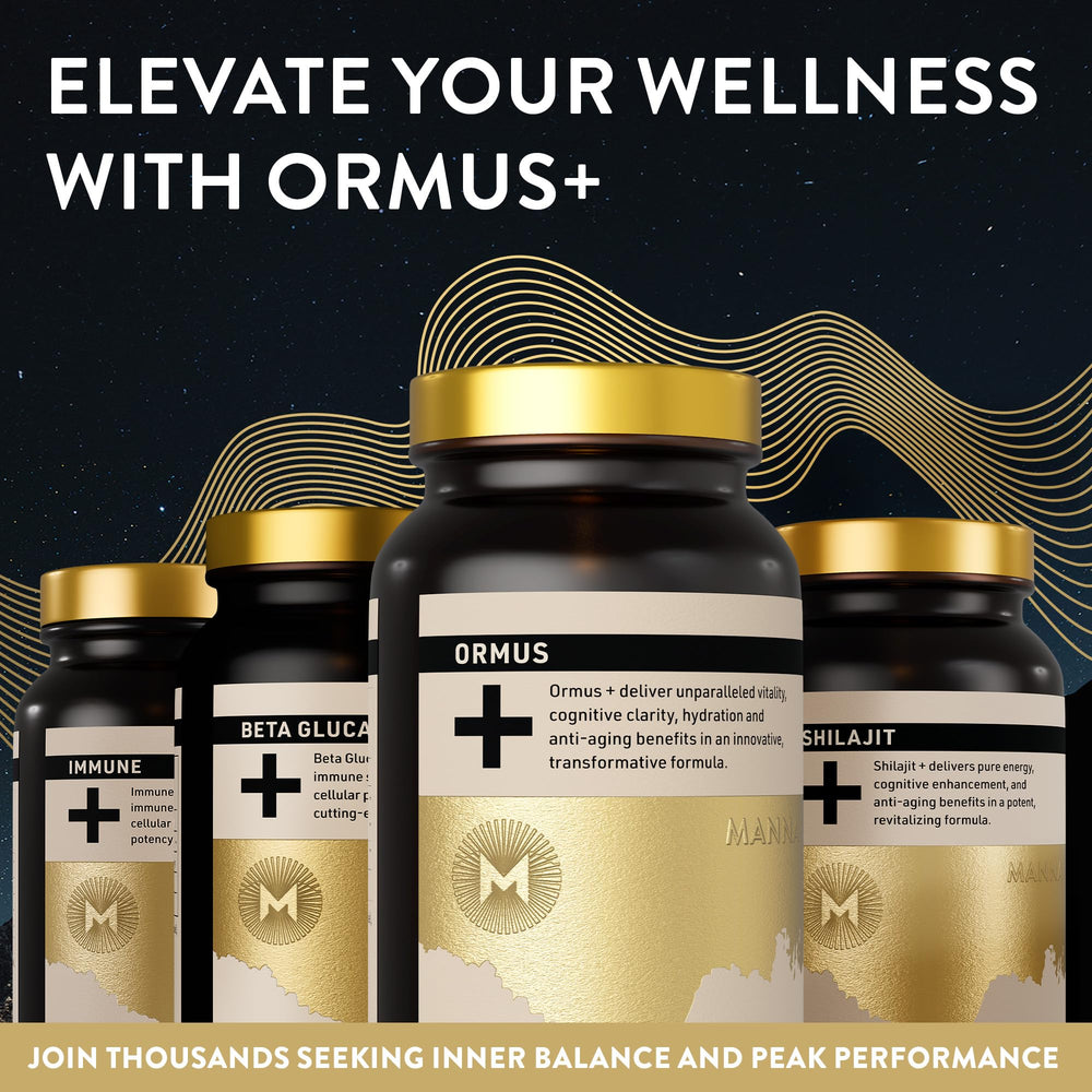 Manna Vitality Ormus+ capsules implying nervous system balance and calm