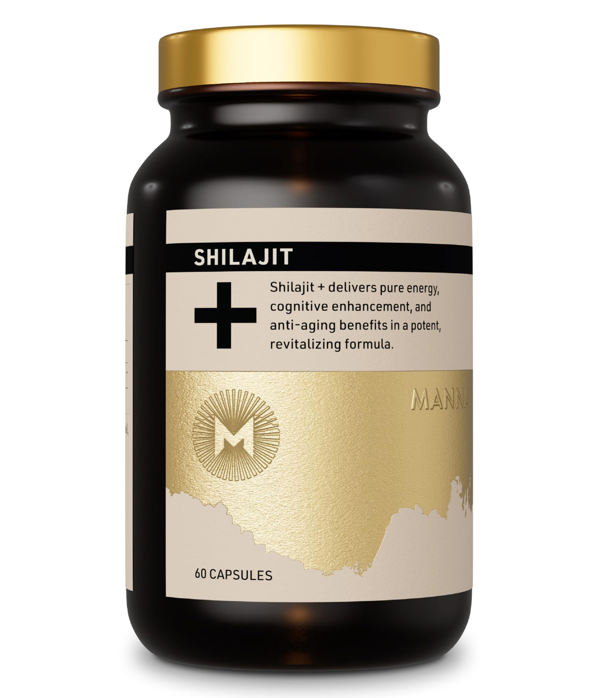 Manna Vitality Shilajit+ Capsules bottle promotes daily energy support