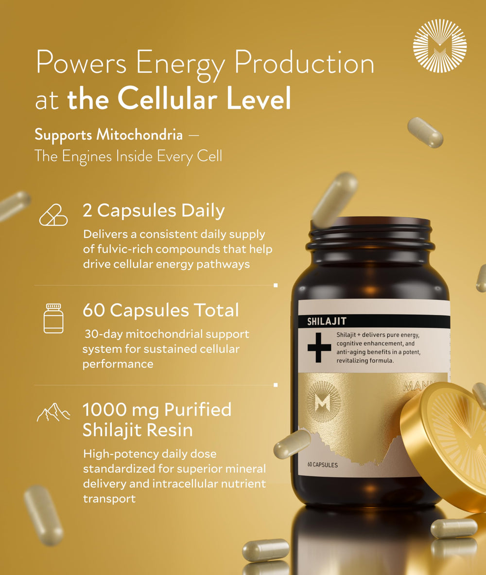 Manna Vitality Shilajit+ Capsules Himalayas origin label underscores purity