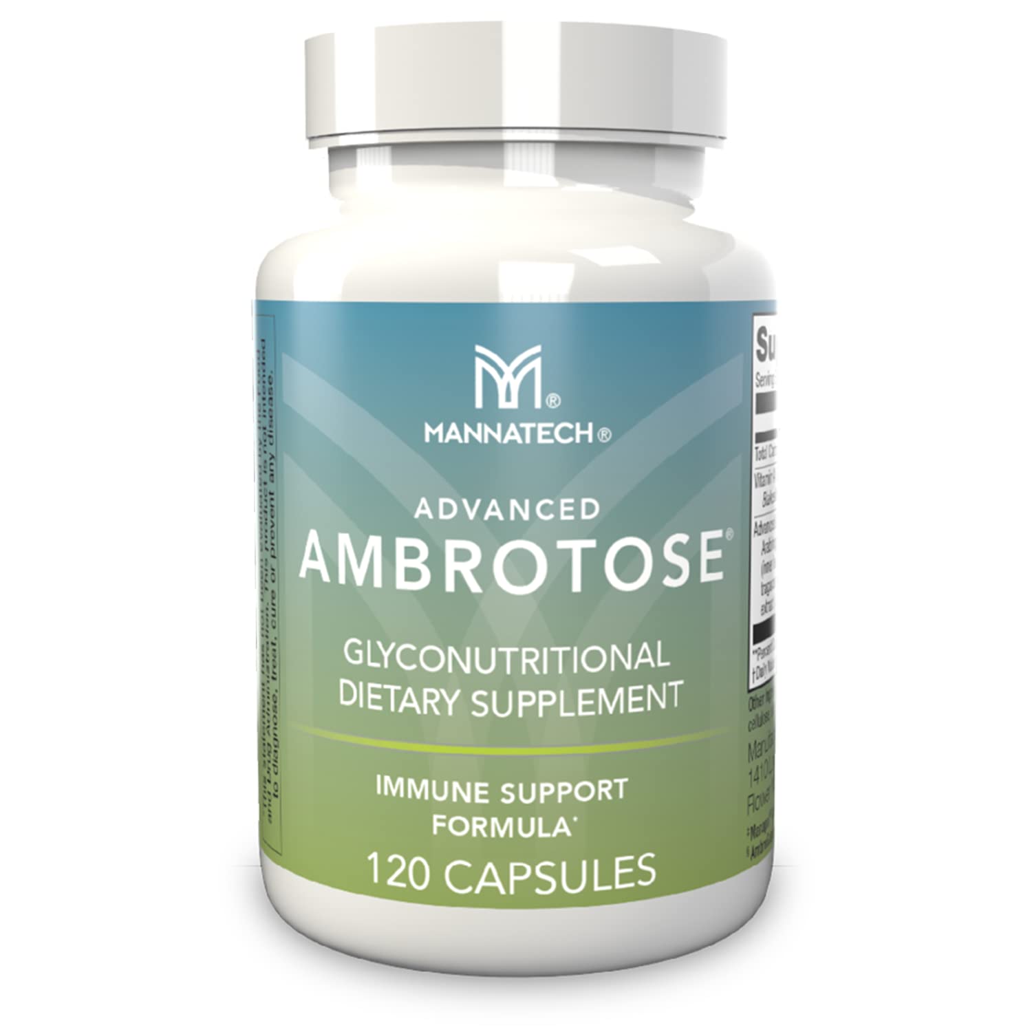 Mannatech Advanced Ambrotose 120 capsules bottle front view supports daily immune wellness.