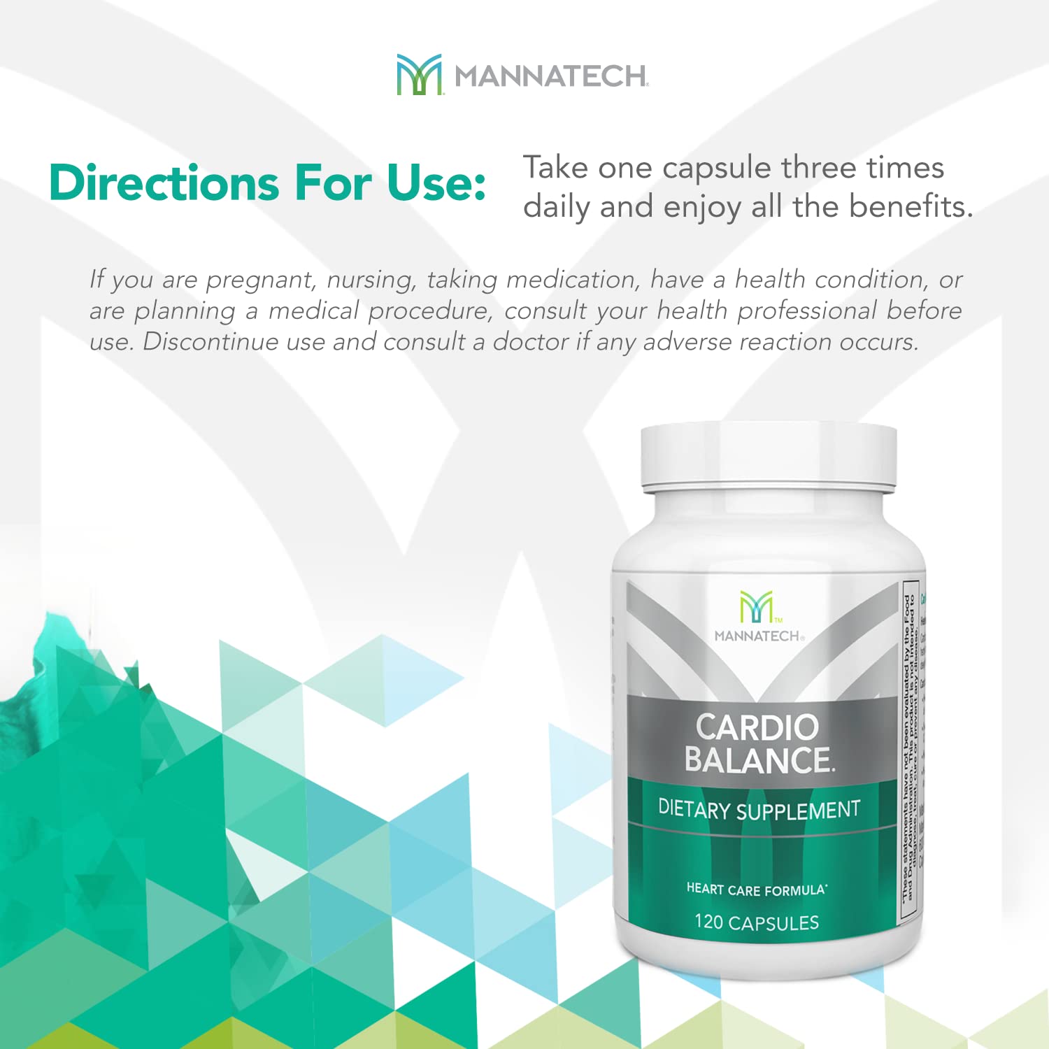 Mannatech CardioBALANCE capsules in bottle suggesting a simple daily routine