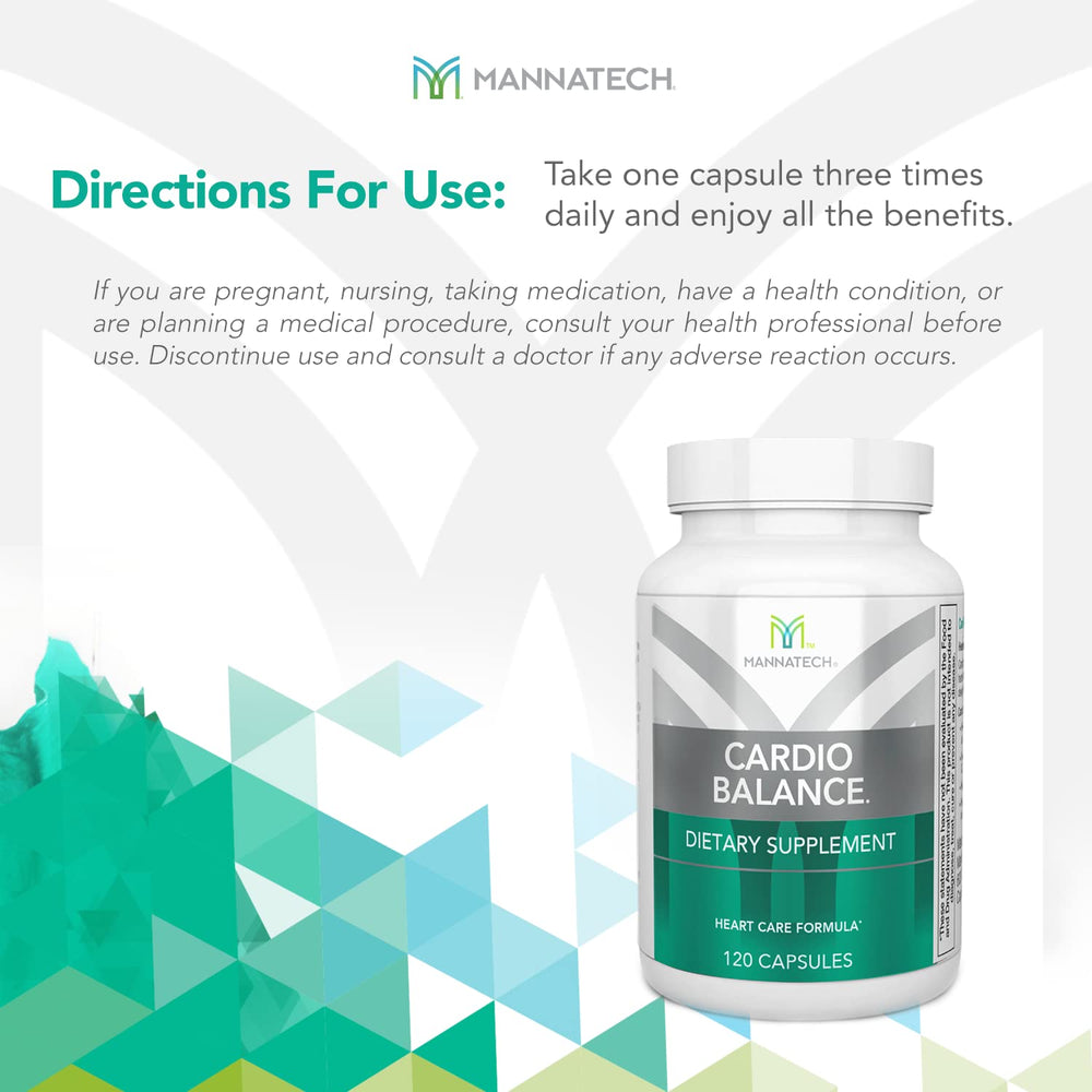 Mannatech CardioBALANCE capsules in bottle suggesting a simple daily routine