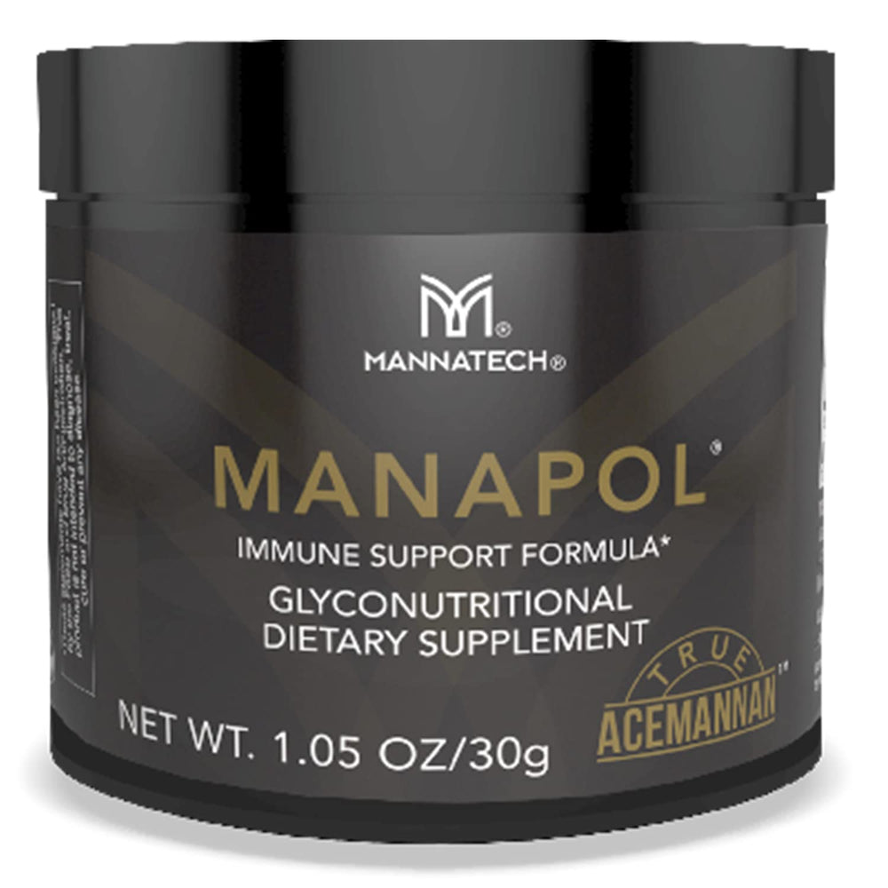 Mannatech Manapol immune-support bottle pour for easy daily use.