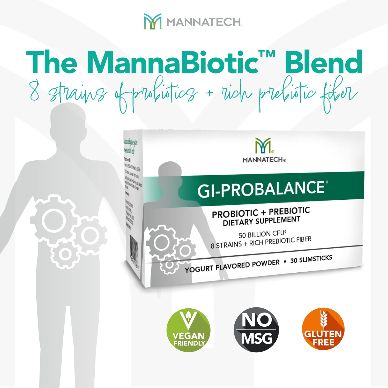Mannatech prebiotic fiber-rich formula nourishing gut bacteria