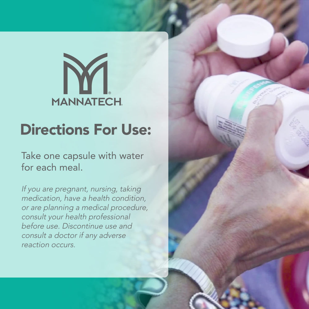 Mannatech supplement in daily routine setting, supporting gut health.