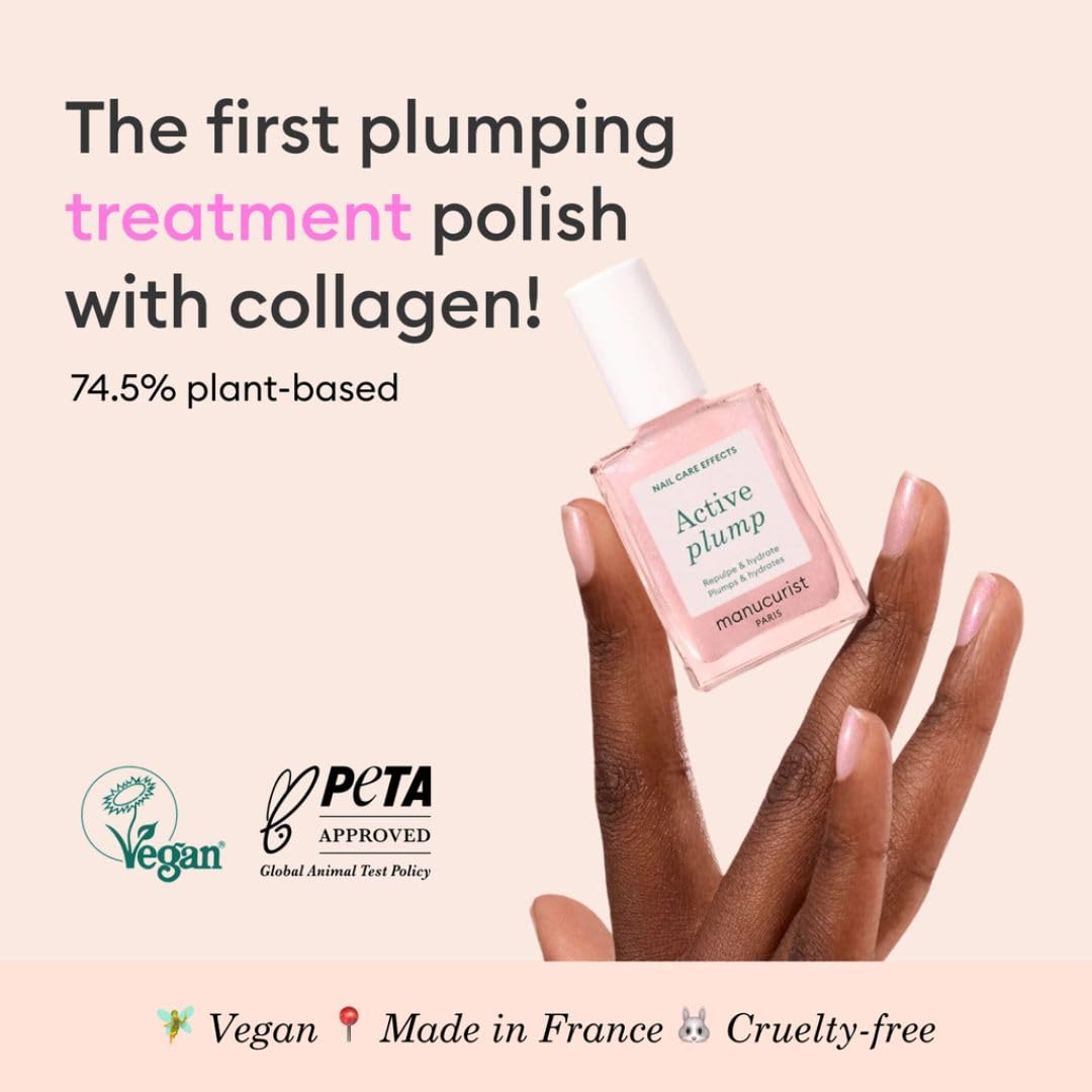 Manucurist Active Plump swatches show hydrated, volumized nails with natural glow.