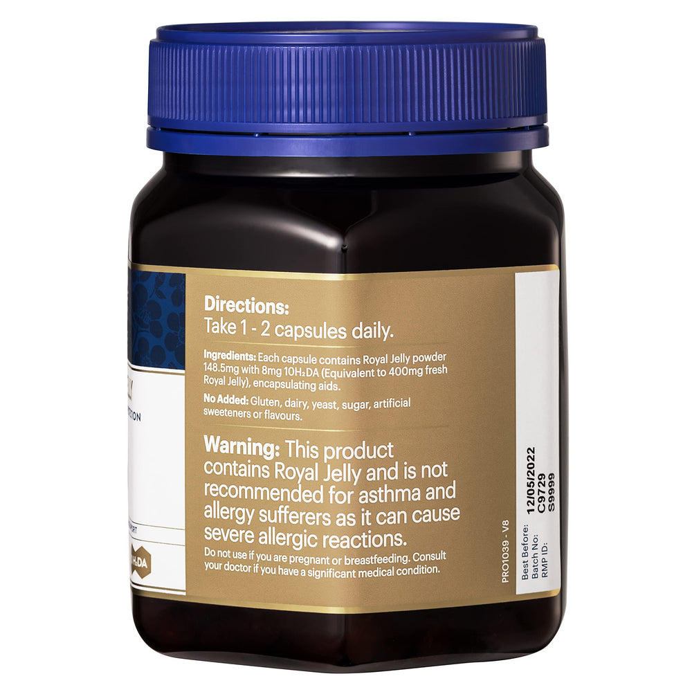 Six-month supply visual for Manuka Health Royal Jelly Capsules supports long-term use.