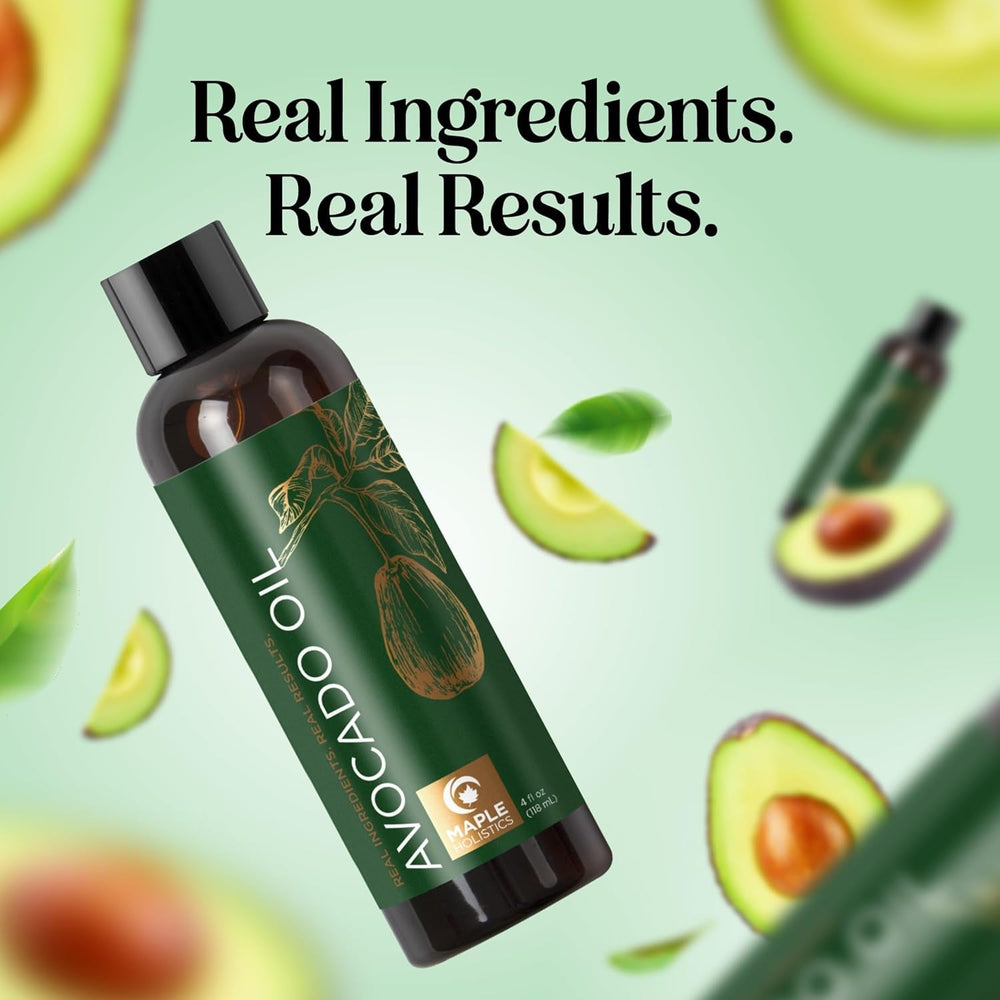 Maple Holistics avocado oil used on dry hair for nourishment