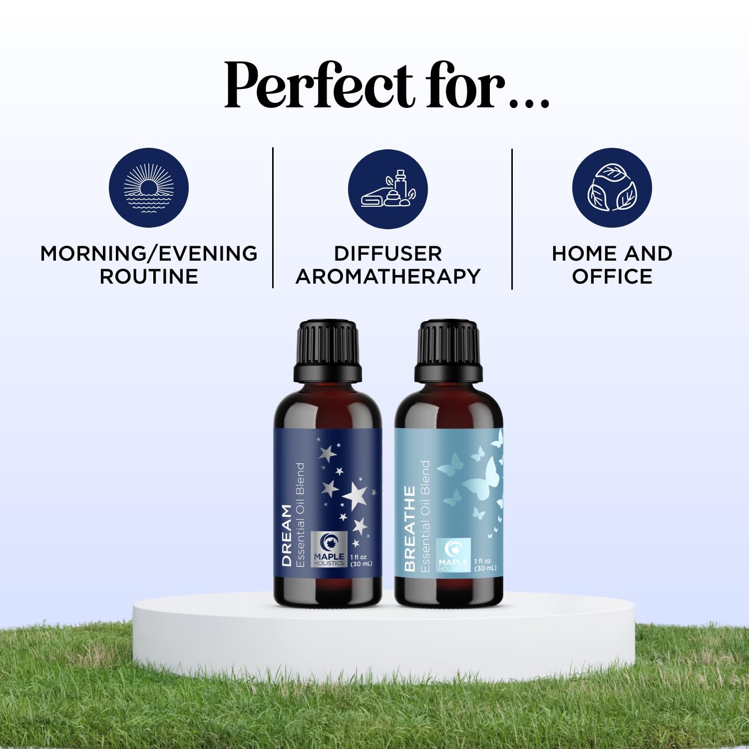 Maple Holistics Breathe Blend diffuser bottle delivering a fresh scent