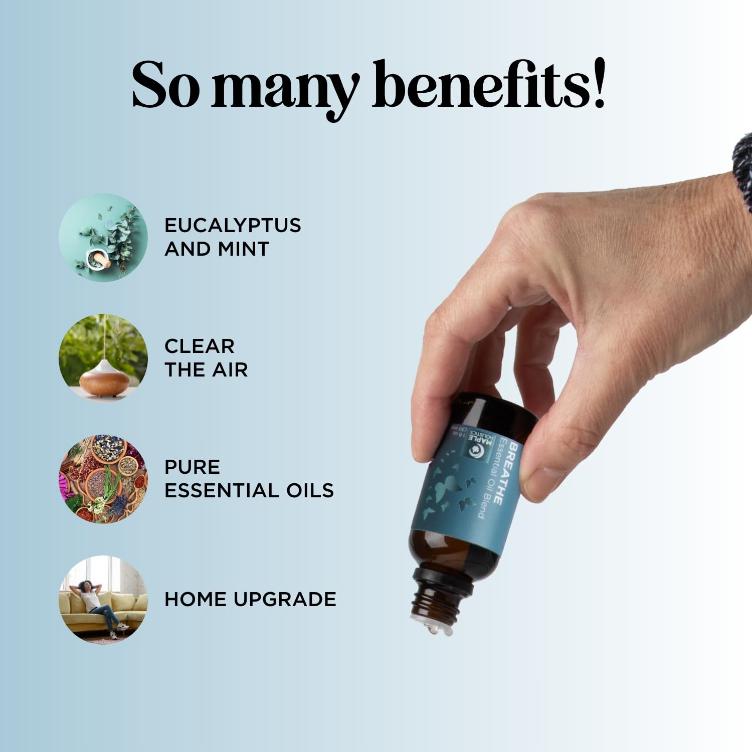Maple Holistics Breathe eucalyptus leaf for a refreshing aroma.