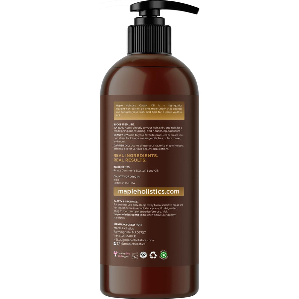 Maple Holistics Castor Oil used for wraps and compresses.