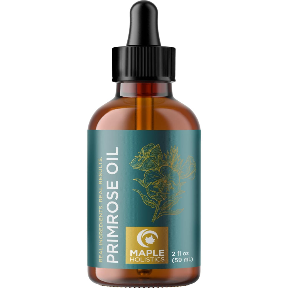 Maple Holistics Pure Evening Primrose Oil bottle for skin and hair care.