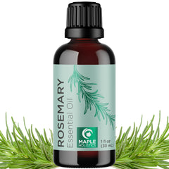 Maple Holistics rosemary oil bottle front for versatile hair, skin, and nails.