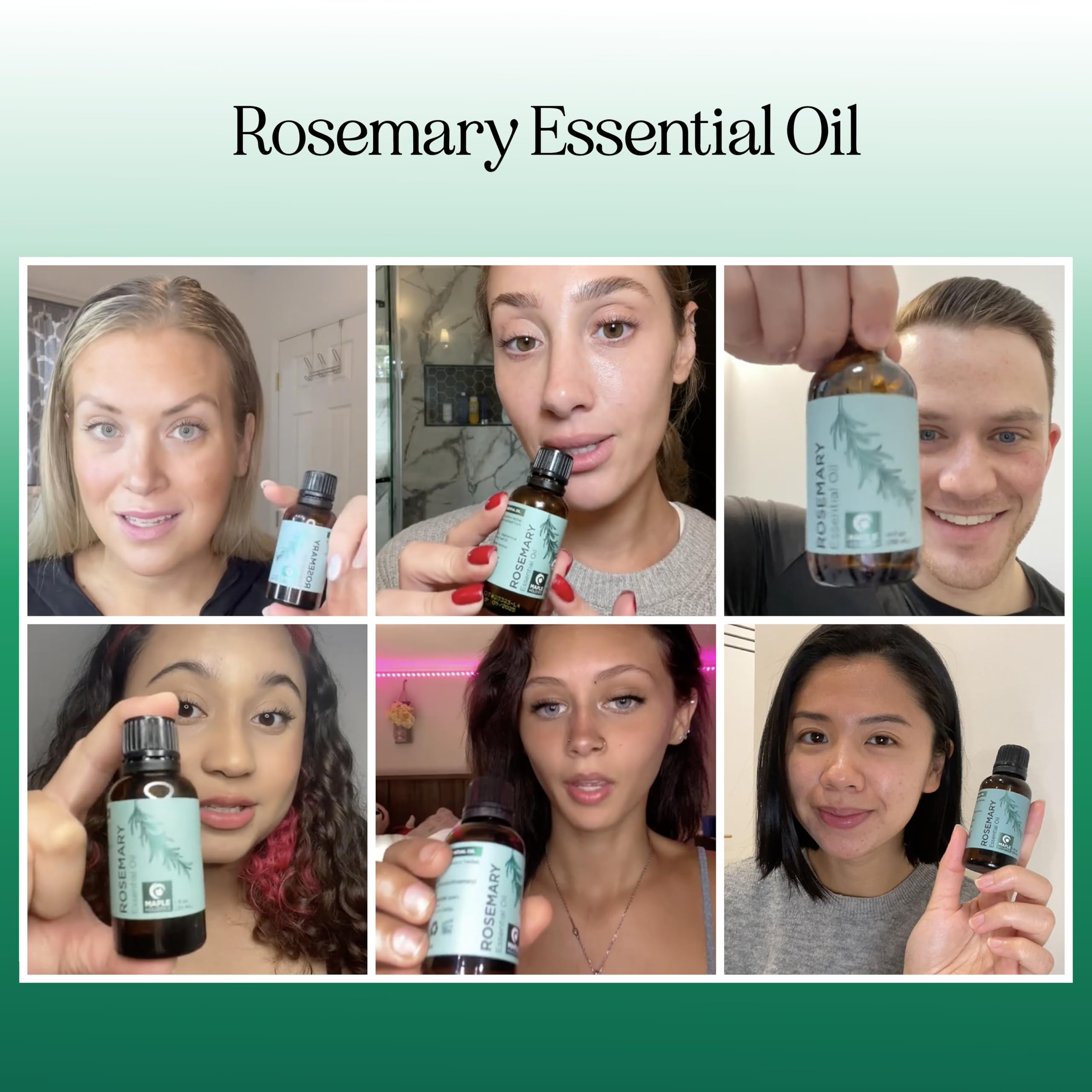 Maple Holistics rosemary oil dropper for precise topical application.