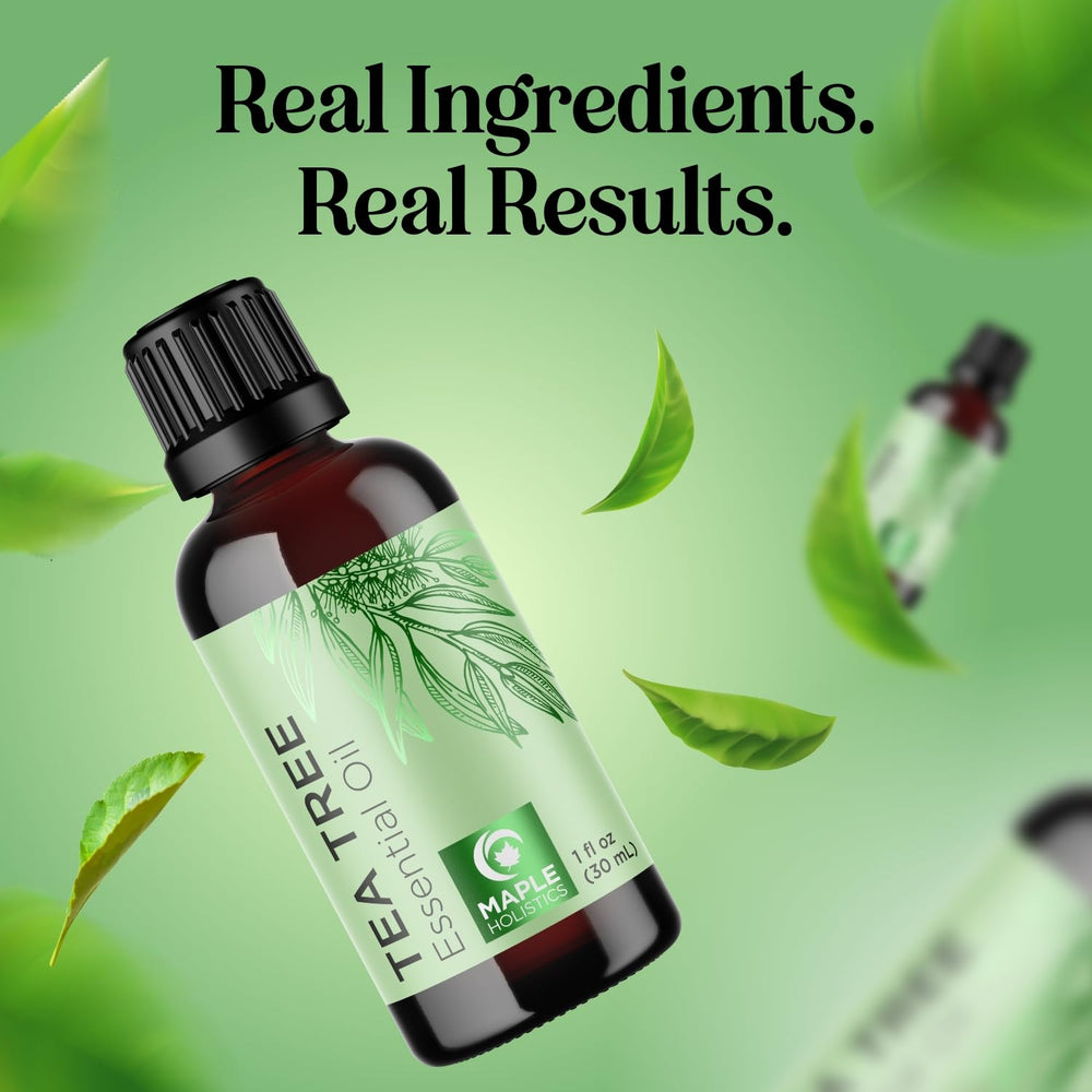 Maple Holistics vegan cruelty-free tea tree oil packaging highlights ethics.