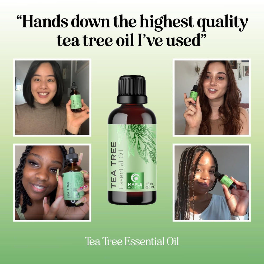 Maple Holistics Tea Tree Oil for scalp care cleanses and hydrates.