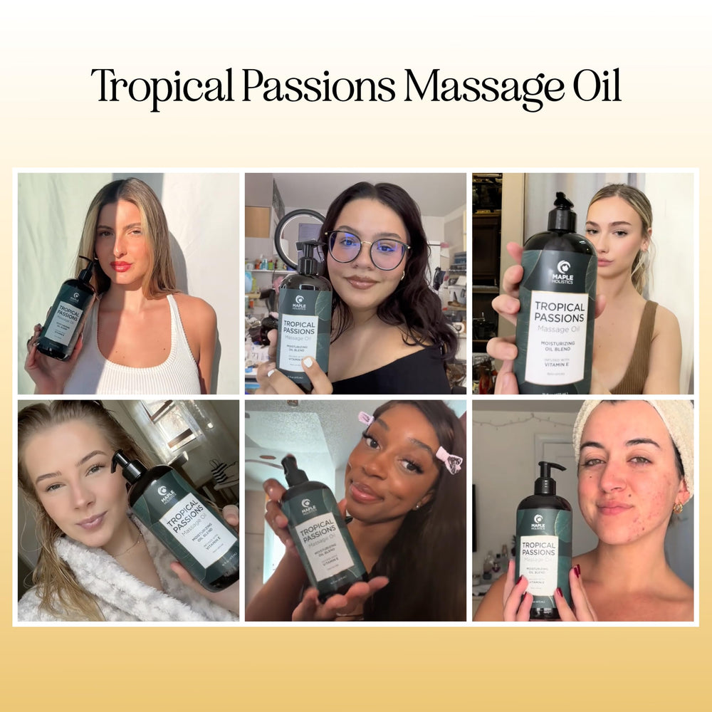 Maple Holistics tropical massage oil skin-glide demonstrates long-lasting slip for couple's massage