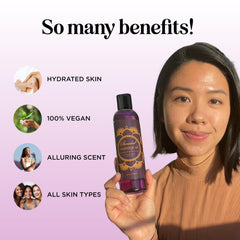 Maple Holistics massage oil close-up highlighting vitamin E for skin care