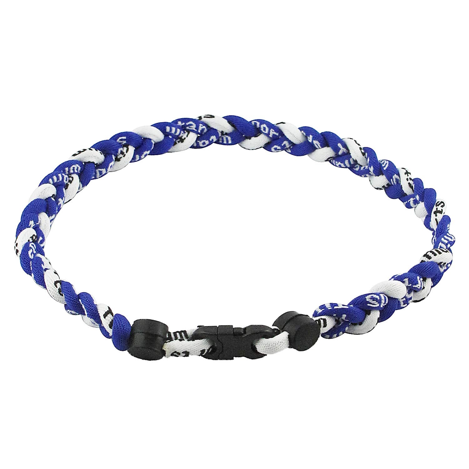 MapofBeauty 18in tornado necklace full view in Royal Blue and White for daily wear.