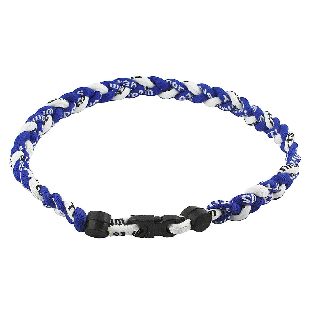 MapofBeauty 18in tornado necklace full view in Royal Blue and White for daily wear.